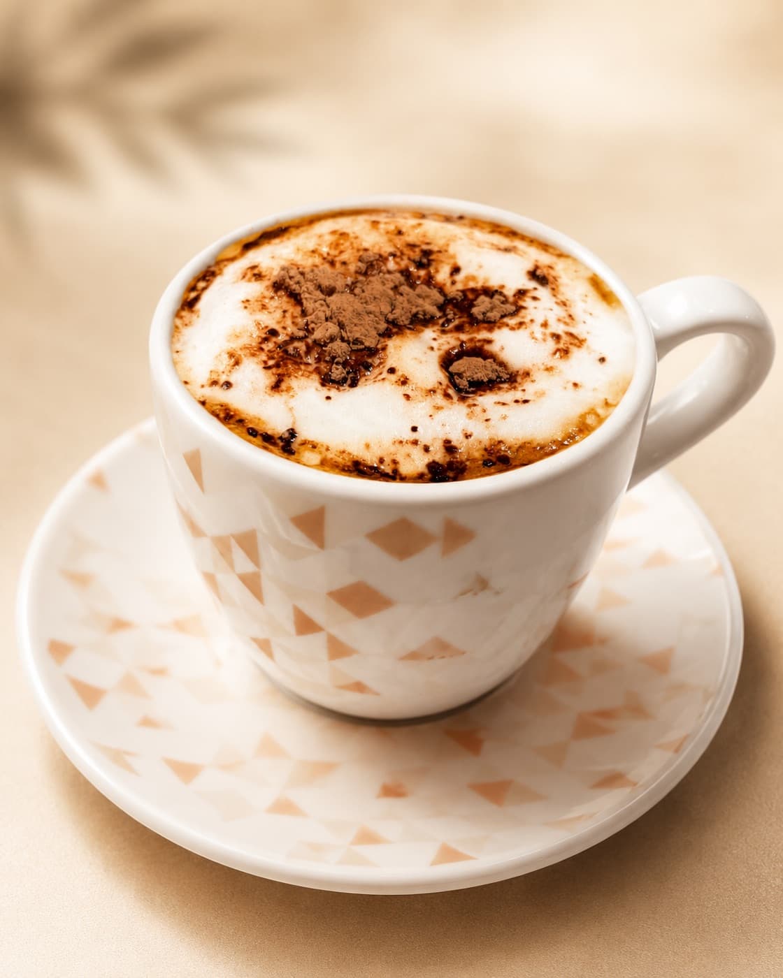 Capuchino con espuma y cacao
