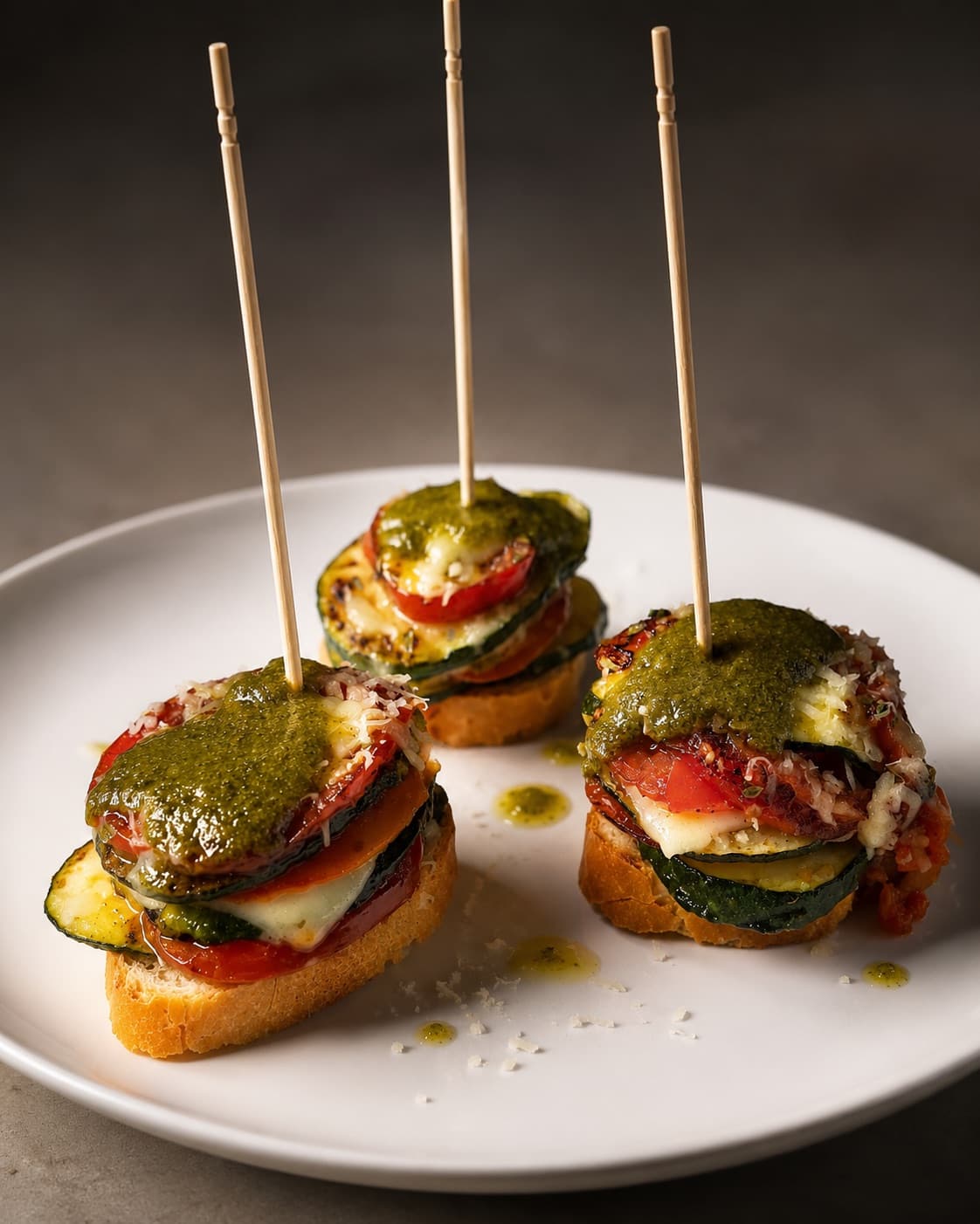 Milhojas de verduras con pesto