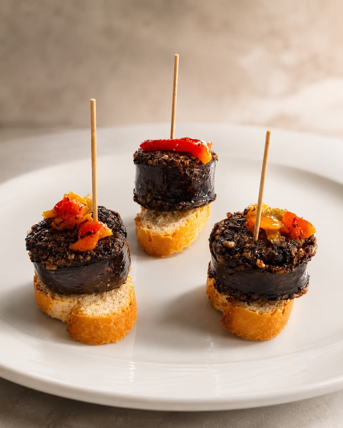 Morcilla de Burgos con piquillos